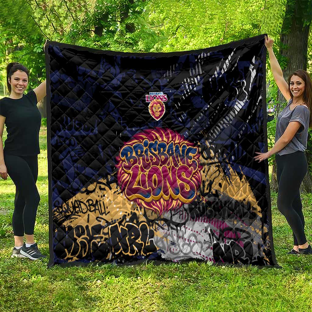 Brisbane Lions Quilt Urban Graffiti Street Art - Bold Abstract Spray Paint