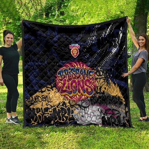 Brisbane Lions Quilt Urban Graffiti Street Art - Bold Abstract Spray Paint