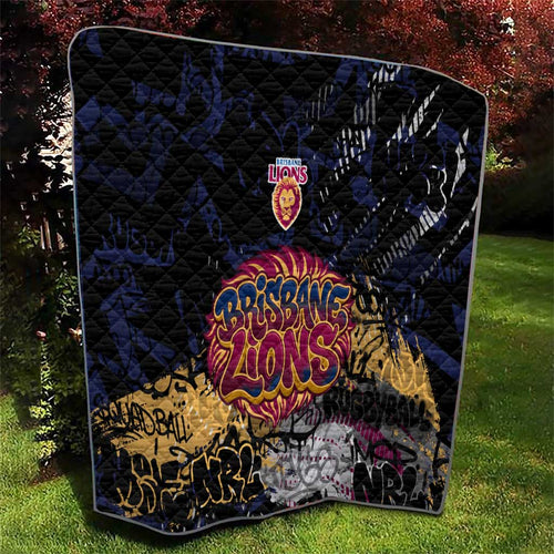 Brisbane Lions Quilt Urban Graffiti Street Art - Bold Abstract Spray Paint