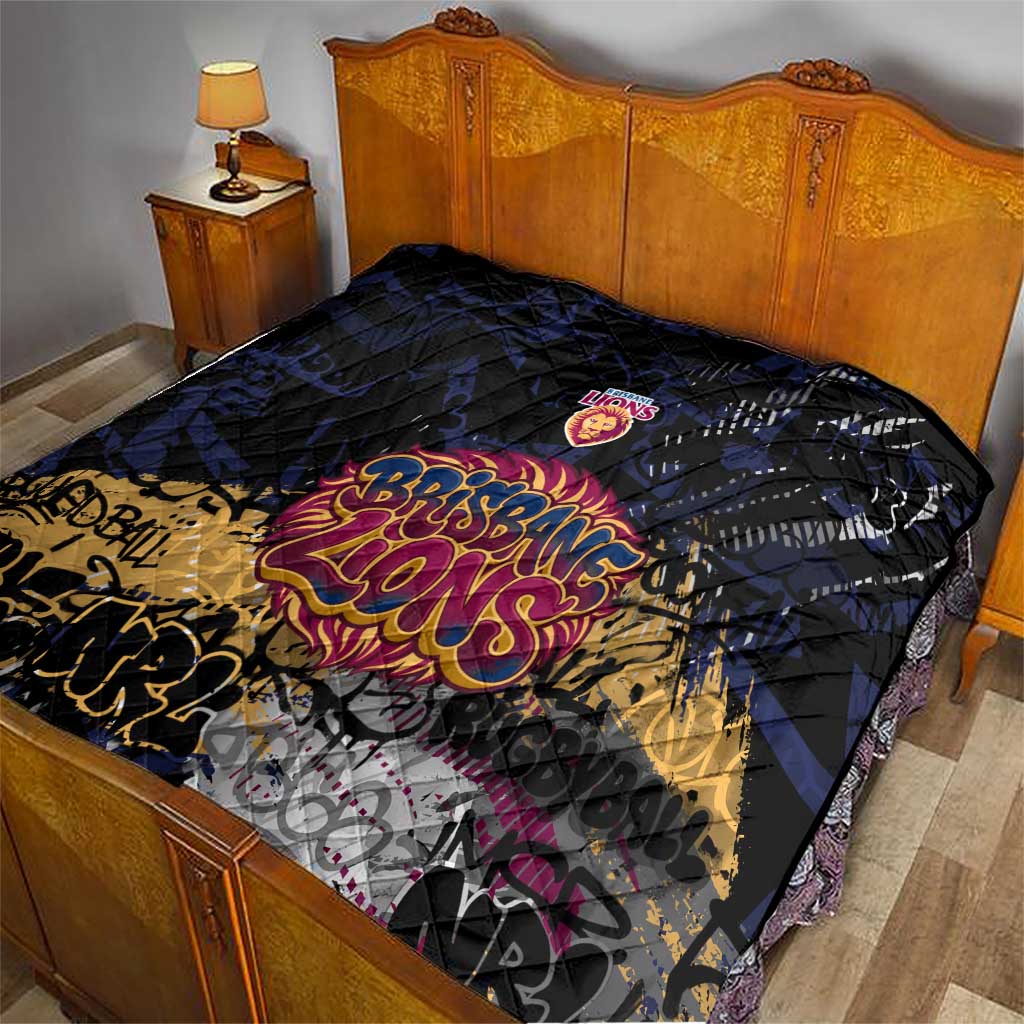 Brisbane Lions Quilt Urban Graffiti Street Art - Bold Abstract Spray Paint