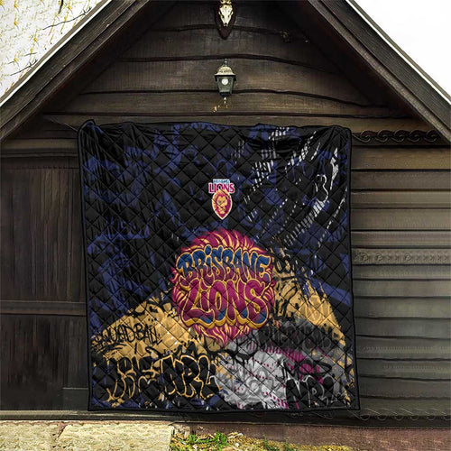 Brisbane Lions Quilt Urban Graffiti Street Art - Bold Abstract Spray Paint