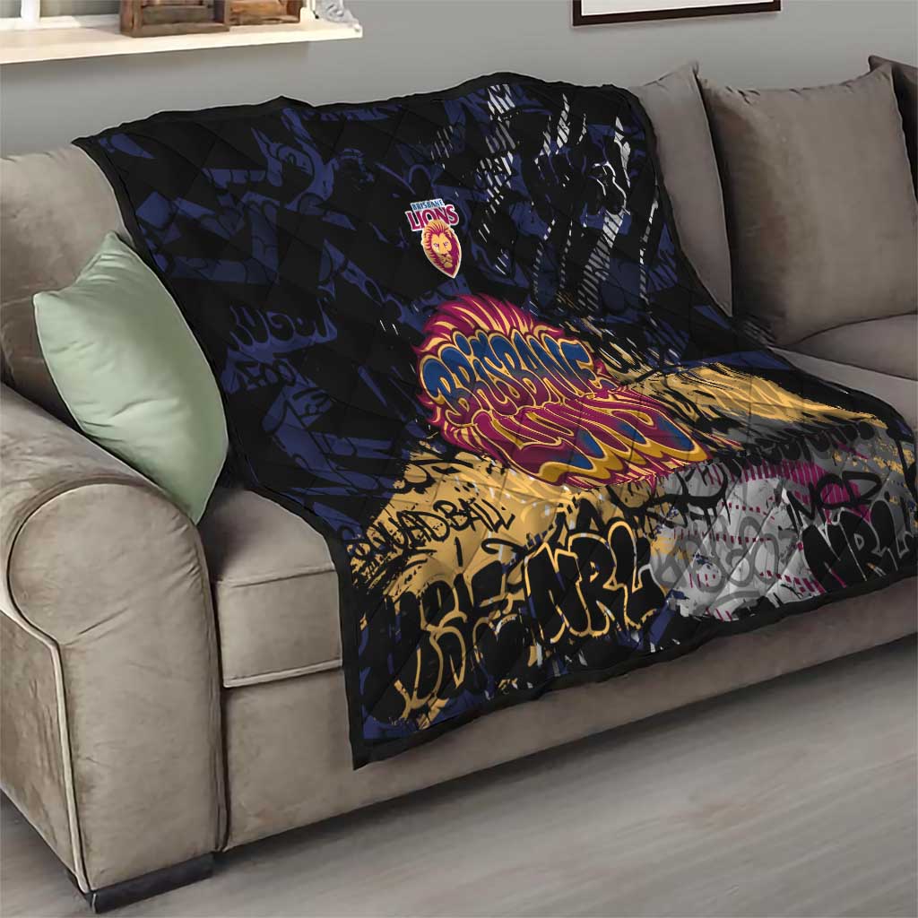 Brisbane Lions Quilt Urban Graffiti Street Art - Bold Abstract Spray Paint
