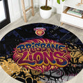 Brisbane Lions Round Carpet Urban Graffiti Street Art - Bold Abstract Spray Paint