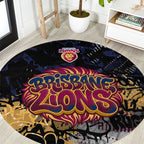 Brisbane Lions Round Carpet Urban Graffiti Street Art - Bold Abstract Spray Paint