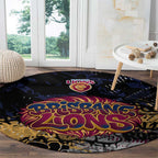 Brisbane Lions Round Carpet Urban Graffiti Street Art - Bold Abstract Spray Paint