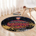 Brisbane Lions Round Carpet Urban Graffiti Street Art - Bold Abstract Spray Paint