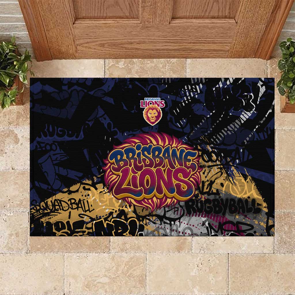 Brisbane Lions Rubber Doormat Urban Graffiti Street Art - Bold Abstract Spray Paint