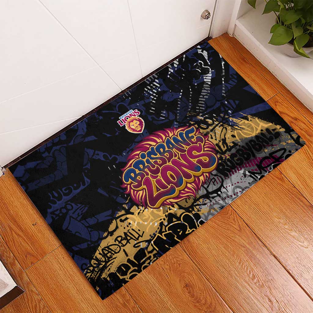 Brisbane Lions Rubber Doormat Urban Graffiti Street Art - Bold Abstract Spray Paint