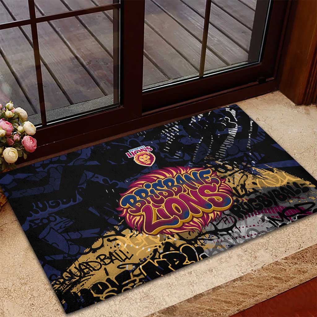 Brisbane Lions Rubber Doormat Urban Graffiti Street Art - Bold Abstract Spray Paint