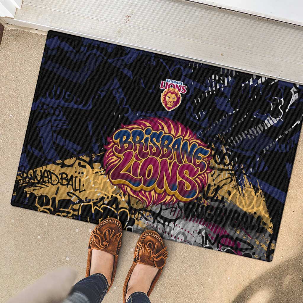 Brisbane Lions Rubber Doormat Urban Graffiti Street Art - Bold Abstract Spray Paint