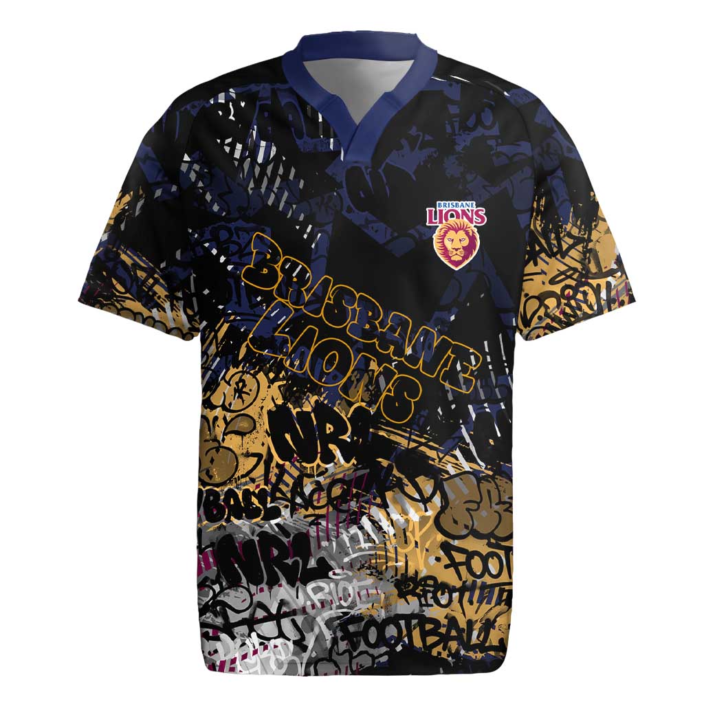Brisbane Lions Rugby Jersey Urban Graffiti Street Art - Bold Abstract Spray Paint