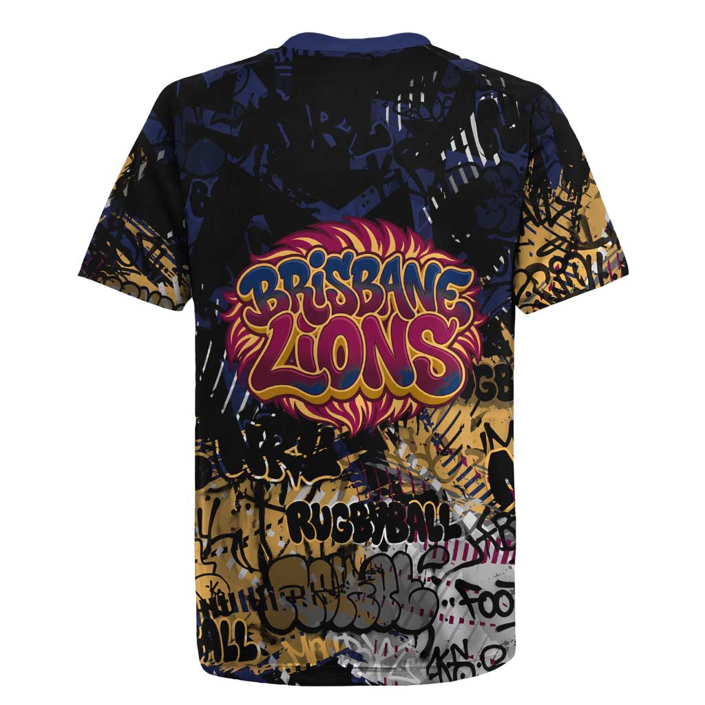 Brisbane Lions Rugby Jersey Urban Graffiti Street Art - Bold Abstract Spray Paint