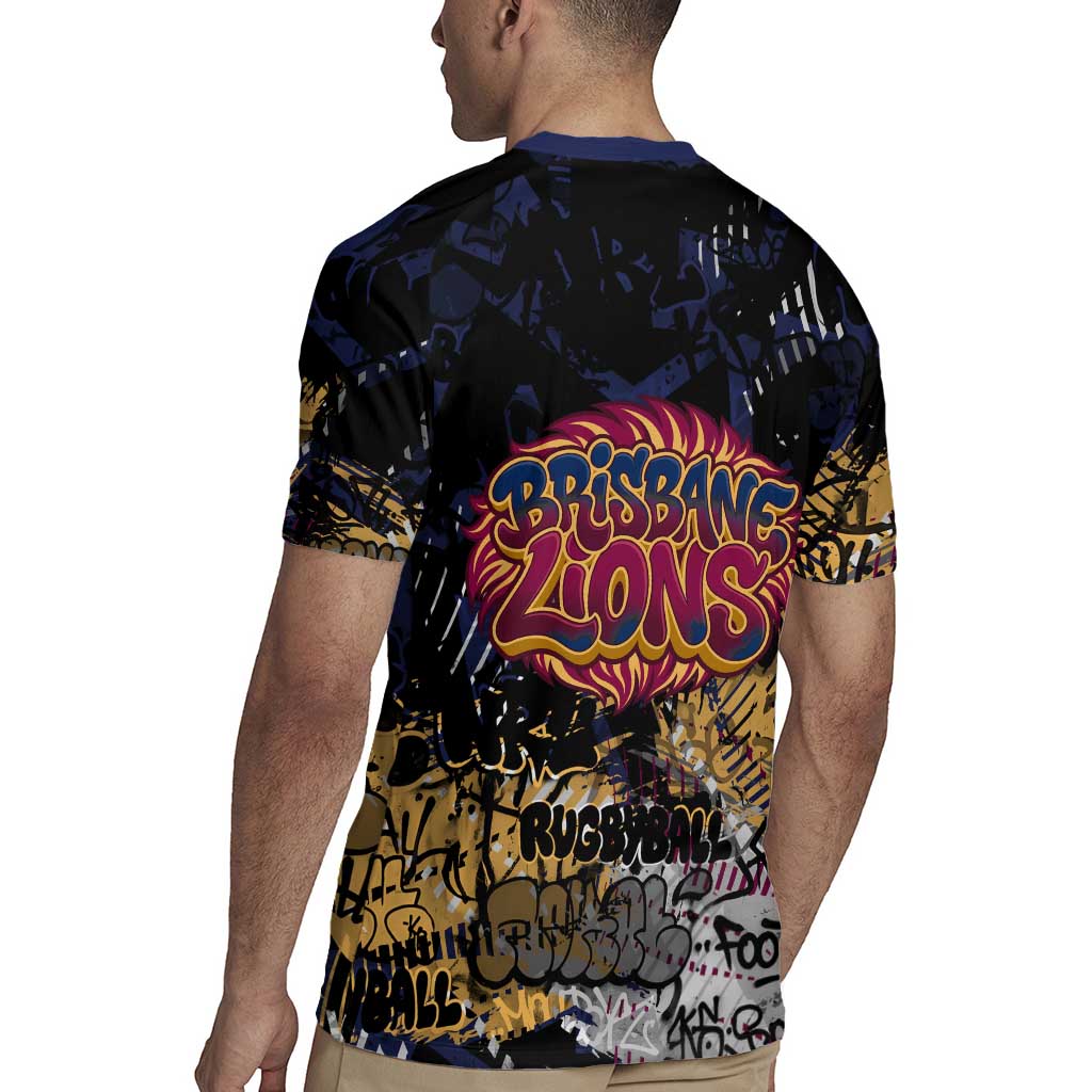 Brisbane Lions Rugby Jersey Urban Graffiti Street Art - Bold Abstract Spray Paint