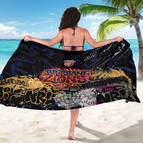 Brisbane Lions Sarong Urban Graffiti Street Art - Bold Abstract Spray Paint