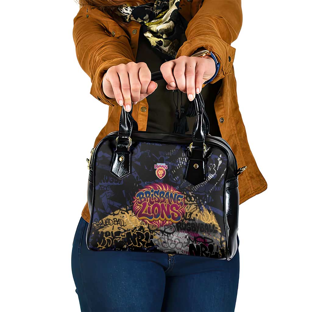 Brisbane Lions Shoulder Handbag Urban Graffiti Street Art - Bold Abstract Spray Paint