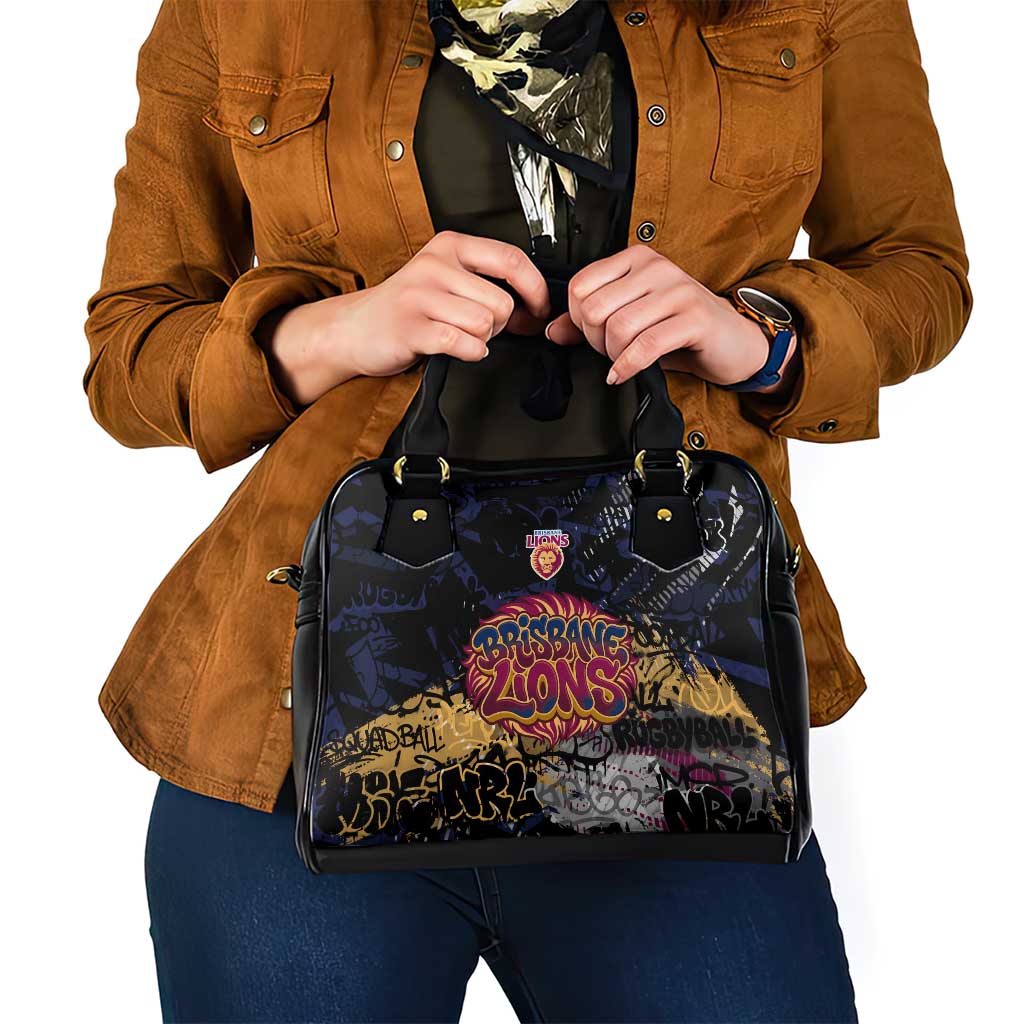 Brisbane Lions Shoulder Handbag Urban Graffiti Street Art - Bold Abstract Spray Paint