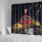 Brisbane Lions Shower Curtain Urban Graffiti Street Art - Bold Abstract Spray Paint