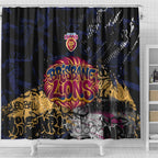 Brisbane Lions Shower Curtain Urban Graffiti Street Art - Bold Abstract Spray Paint