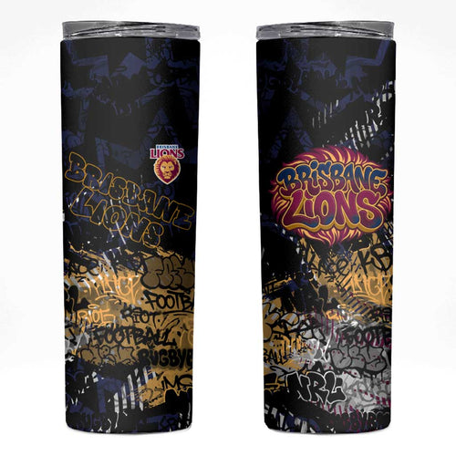 Brisbane Lions Skinny Tumbler Urban Graffiti Street Art - Bold Abstract Spray Paint