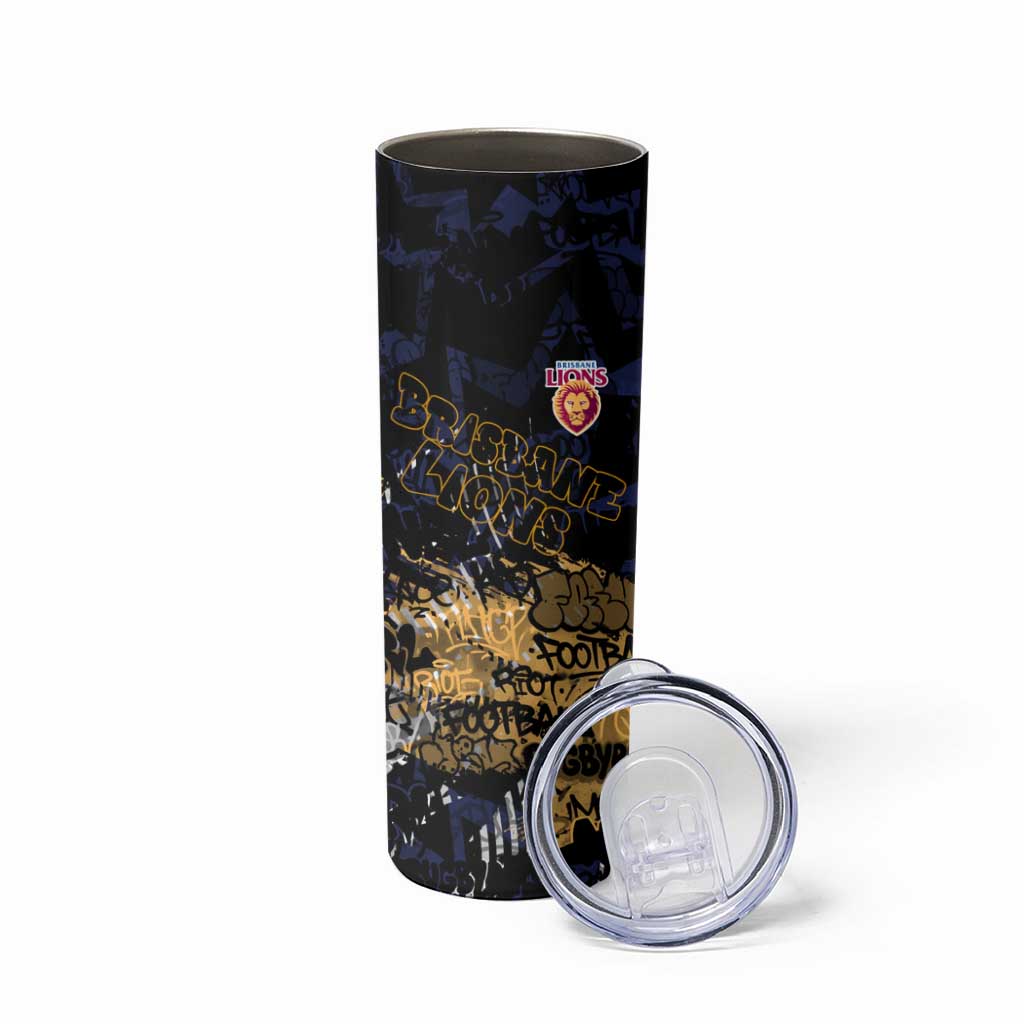 Brisbane Lions Skinny Tumbler Urban Graffiti Street Art - Bold Abstract Spray Paint
