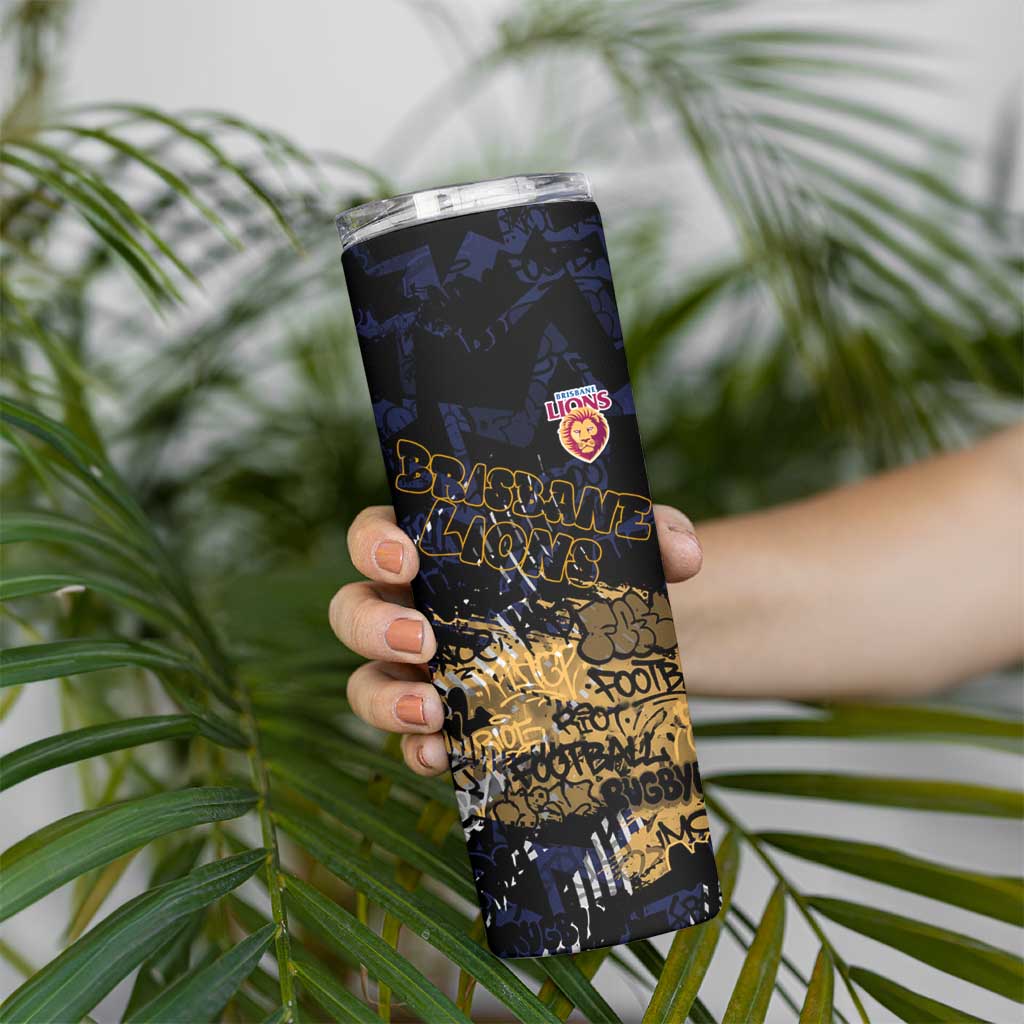 Brisbane Lions Skinny Tumbler Urban Graffiti Street Art - Bold Abstract Spray Paint