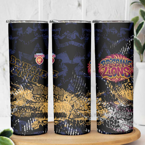 Brisbane Lions Skinny Tumbler Urban Graffiti Street Art - Bold Abstract Spray Paint