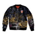 Brisbane Lions Sleeve Zip Bomber Jacket Urban Graffiti Street Art - Bold Abstract Spray Paint