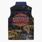 Brisbane Lions Sleeveless Puffer Jacket Urban Graffiti Street Art - Bold Abstract Spray Paint