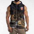 Brisbane Lions Sleeveless Zip Hoodie Urban Graffiti Street Art - Bold Abstract Spray Paint
