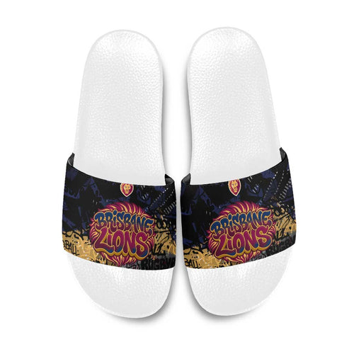 Brisbane Lions Slide Sandals Urban Graffiti Street Art - Bold Abstract Spray Paint