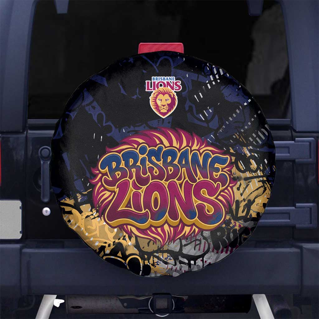 Brisbane Lions Spare Tire Cover Urban Graffiti Street Art - Bold Abstract Spray Paint