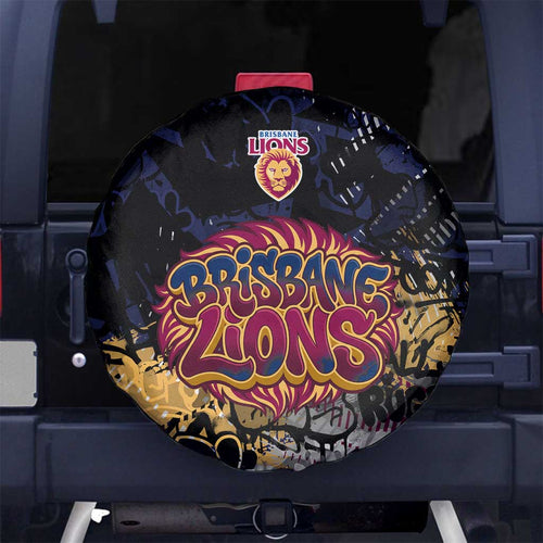 Brisbane Lions Spare Tire Cover Urban Graffiti Street Art - Bold Abstract Spray Paint