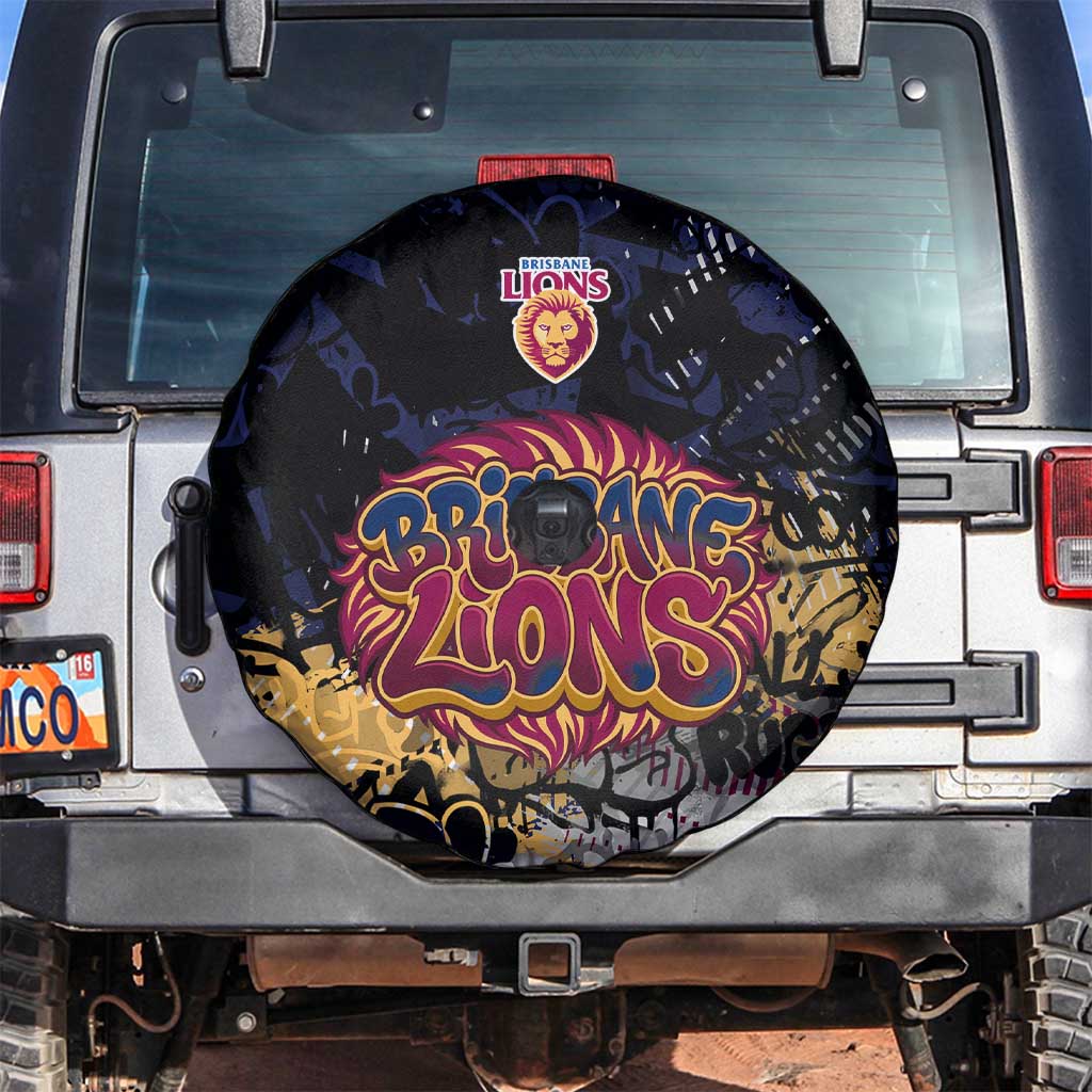 Brisbane Lions Spare Tire Cover Urban Graffiti Street Art - Bold Abstract Spray Paint