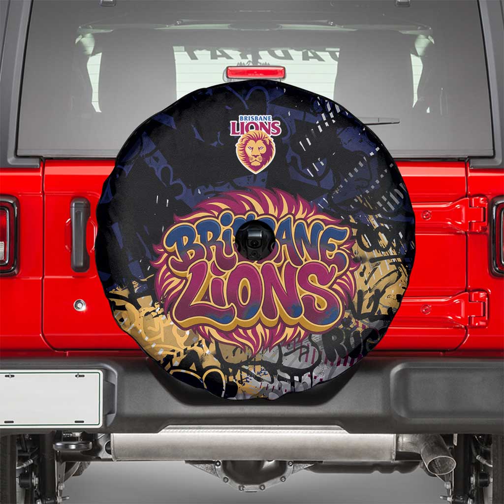 Brisbane Lions Spare Tire Cover Urban Graffiti Street Art - Bold Abstract Spray Paint