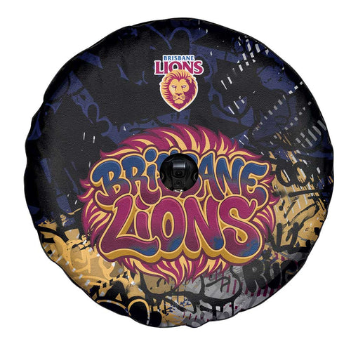 Brisbane Lions Spare Tire Cover Urban Graffiti Street Art - Bold Abstract Spray Paint