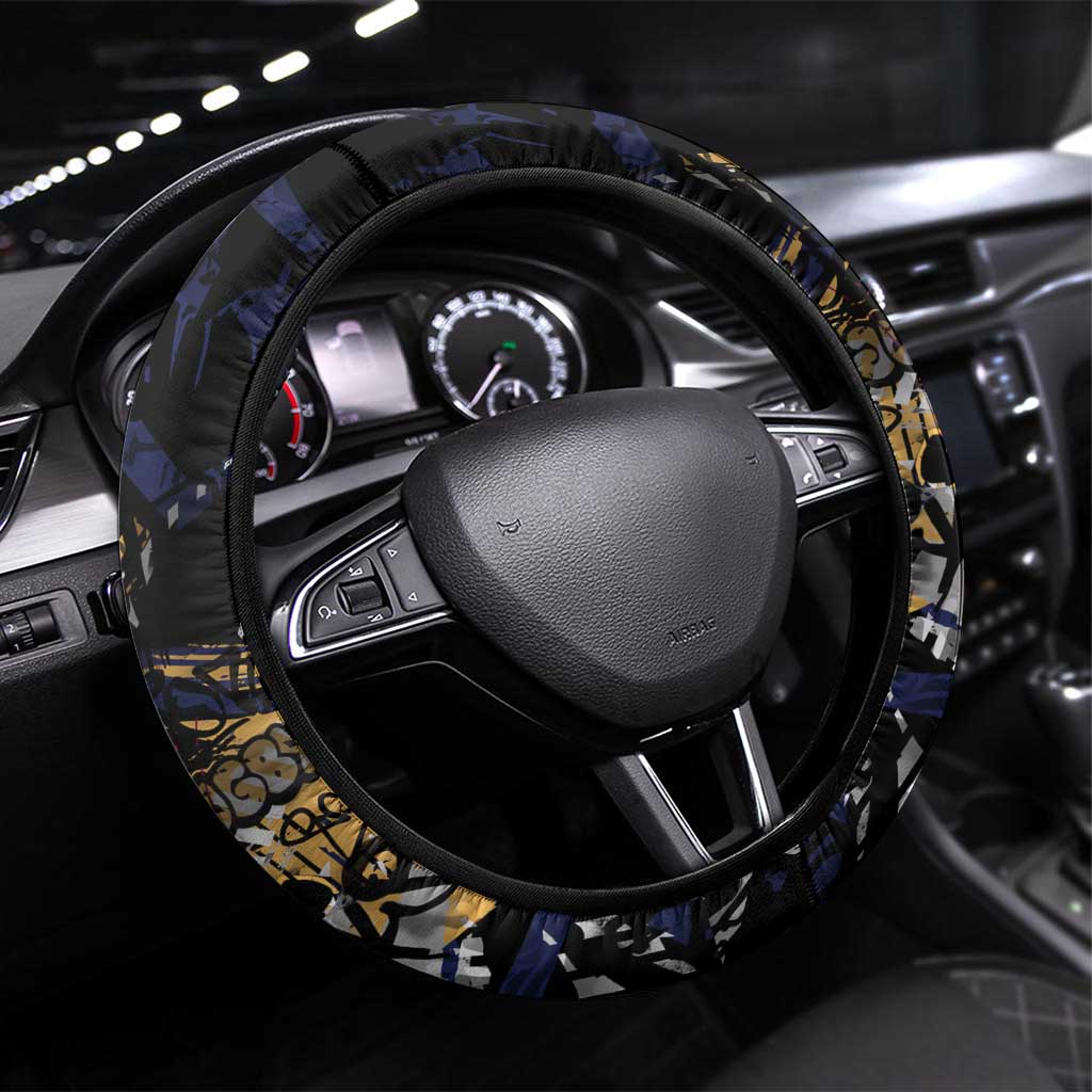 Brisbane Lions Steering Wheel Cover Urban Graffiti Street Art - Bold Abstract Spray Paint