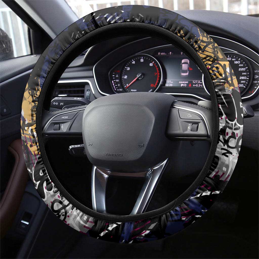Brisbane Lions Steering Wheel Cover Urban Graffiti Street Art - Bold Abstract Spray Paint
