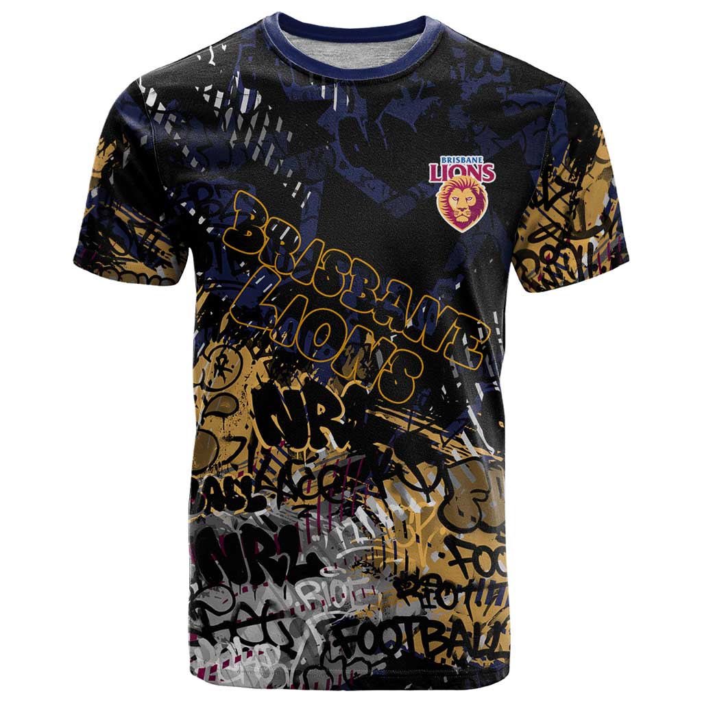 Brisbane Lions T Shirt Urban Graffiti Street Art - Bold Abstract Spray Paint