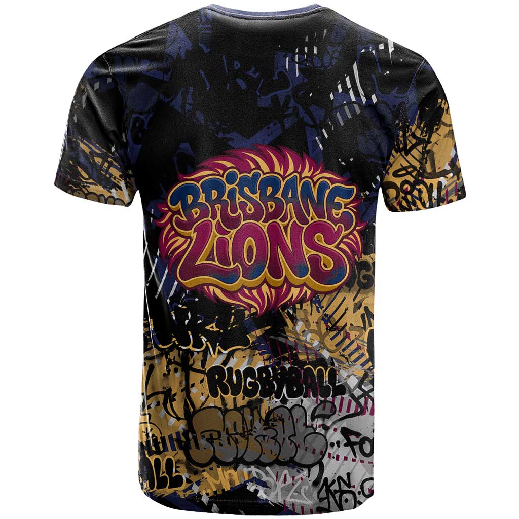 Brisbane Lions T Shirt Urban Graffiti Street Art - Bold Abstract Spray Paint