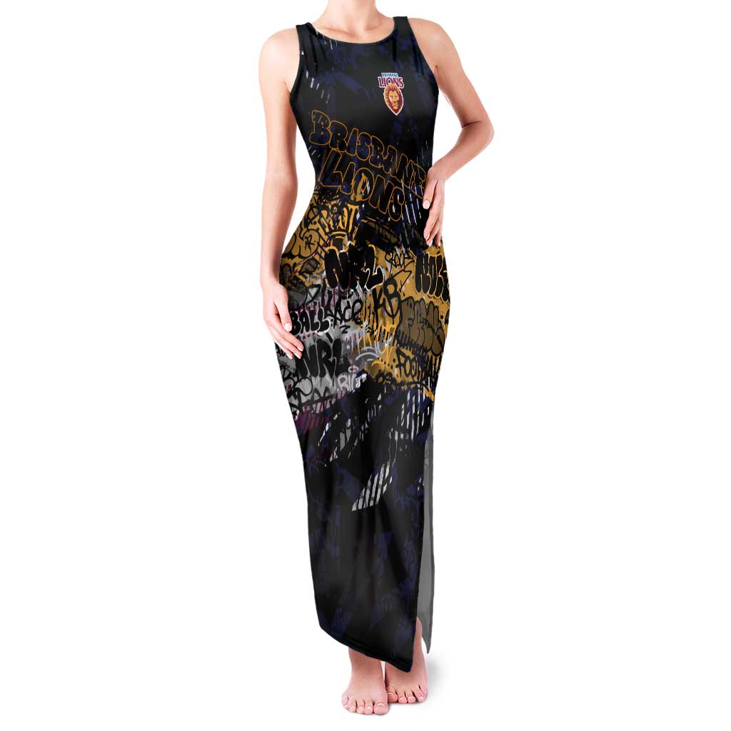 Brisbane Lions Tank Maxi Dress Urban Graffiti Street Art - Bold Abstract Spray Paint