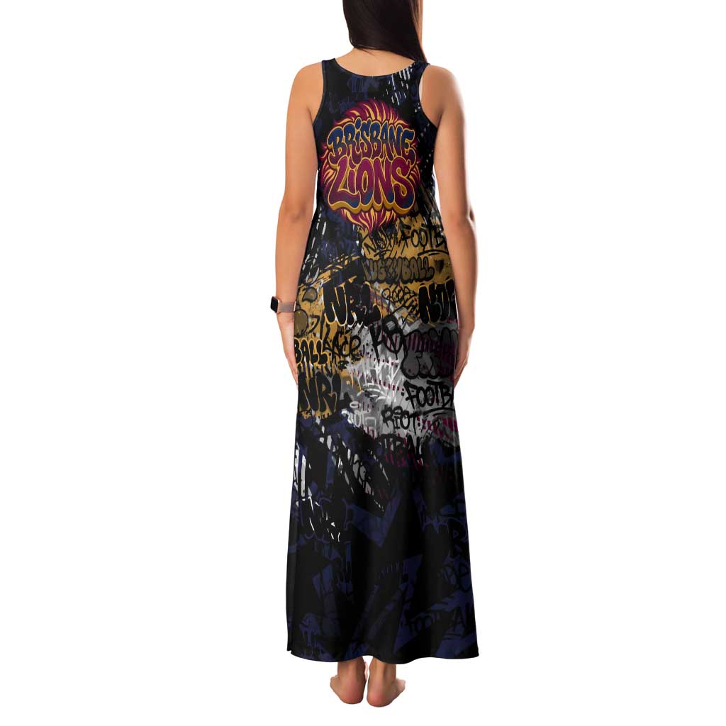 Brisbane Lions Tank Maxi Dress Urban Graffiti Street Art - Bold Abstract Spray Paint