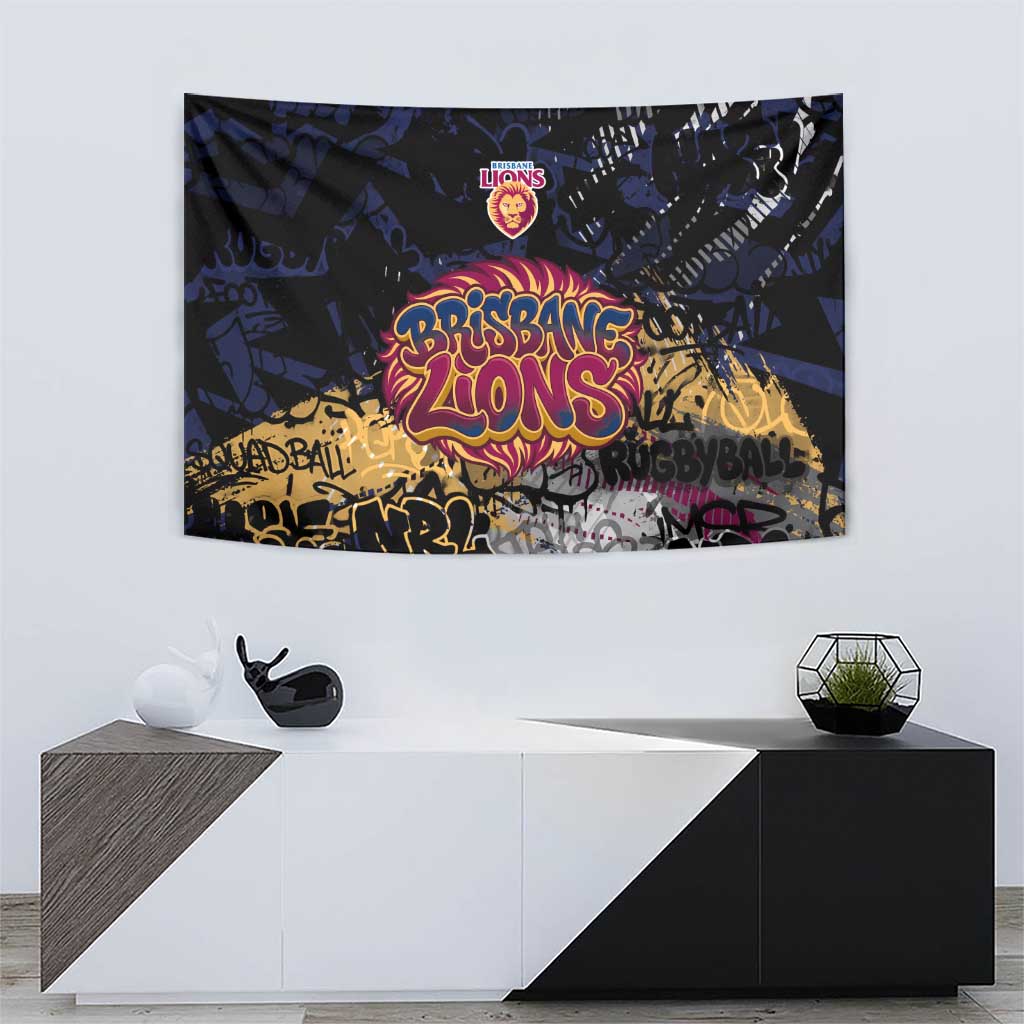 Brisbane Lions Tapestry Urban Graffiti Street Art - Bold Abstract Spray Paint