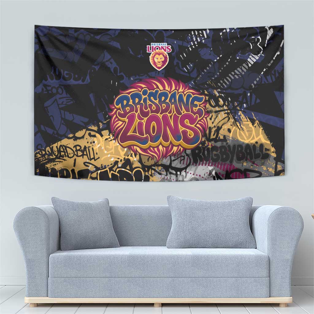 Brisbane Lions Tapestry Urban Graffiti Street Art - Bold Abstract Spray Paint