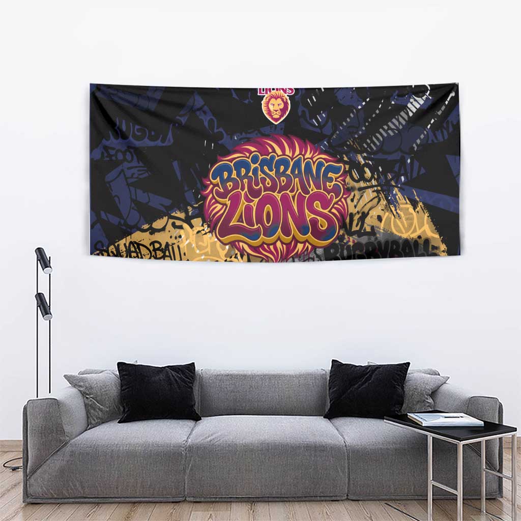 Brisbane Lions Tapestry Urban Graffiti Street Art - Bold Abstract Spray Paint