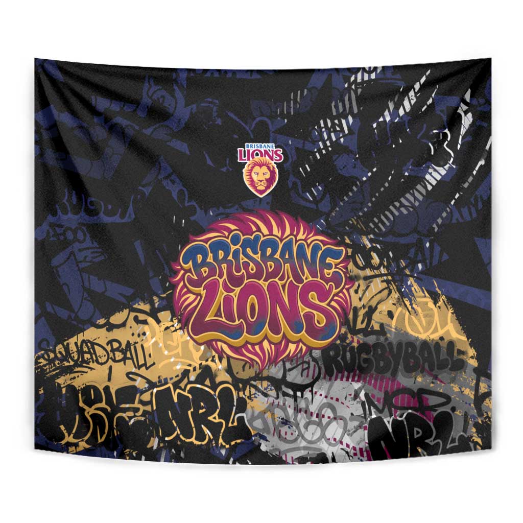 Brisbane Lions Tapestry Urban Graffiti Street Art - Bold Abstract Spray Paint