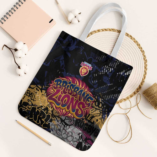 Brisbane Lions Tote Bag Urban Graffiti Street Art - Bold Abstract Spray Paint