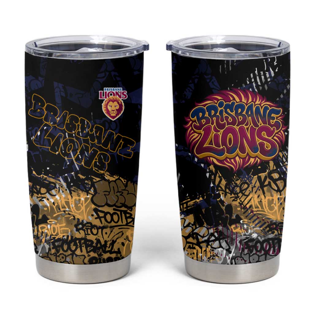 Brisbane Lions Tumbler Cup Urban Graffiti Street Art - Bold Abstract Spray Paint