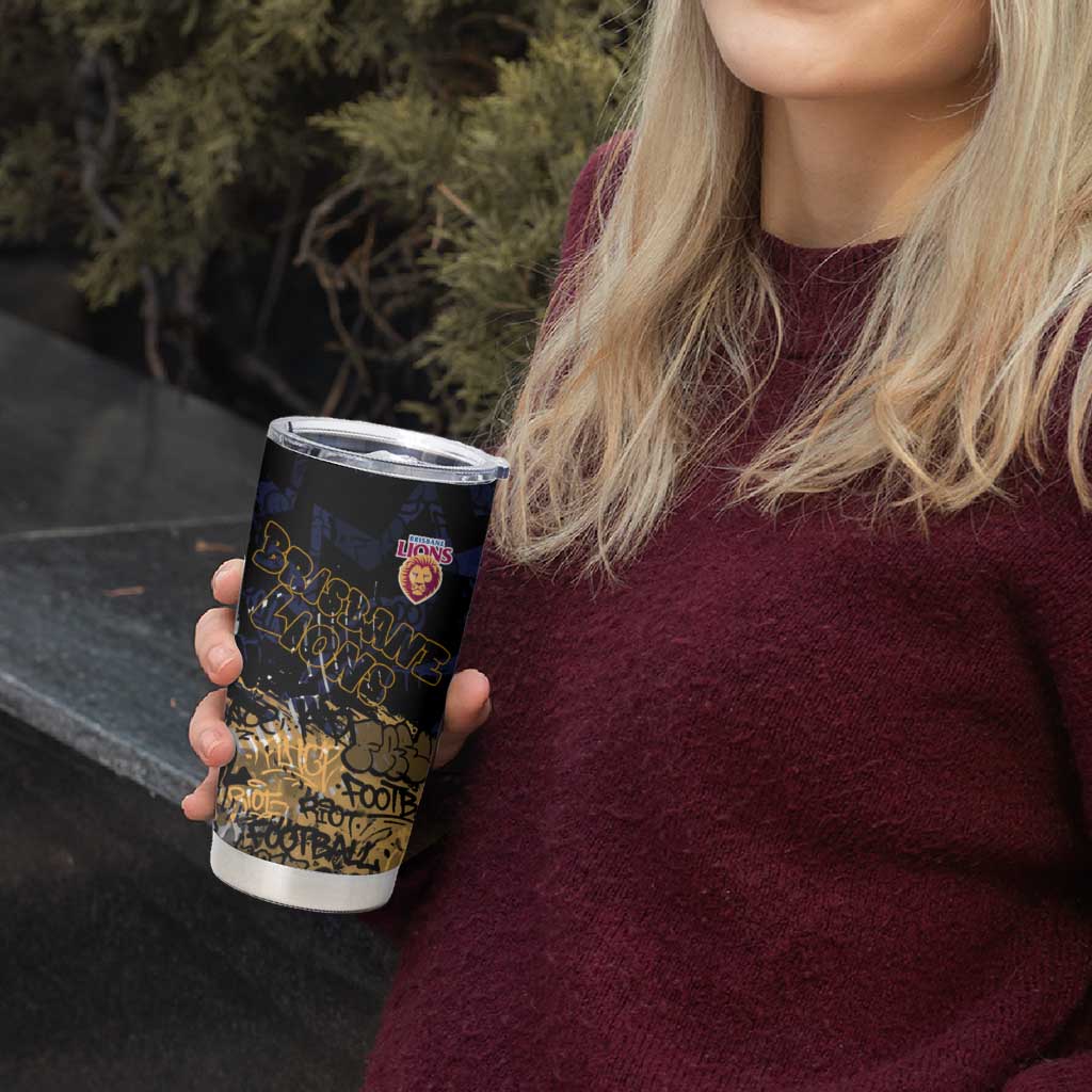 Brisbane Lions Tumbler Cup Urban Graffiti Street Art - Bold Abstract Spray Paint