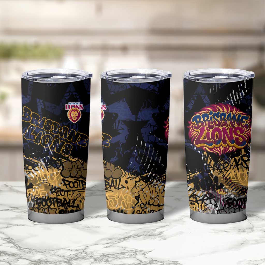 Brisbane Lions Tumbler Cup Urban Graffiti Street Art - Bold Abstract Spray Paint