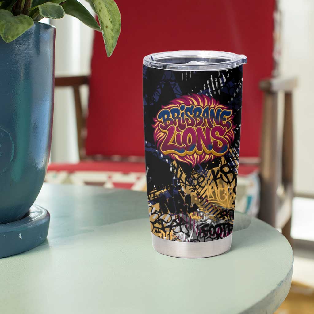Brisbane Lions Tumbler Cup Urban Graffiti Street Art - Bold Abstract Spray Paint